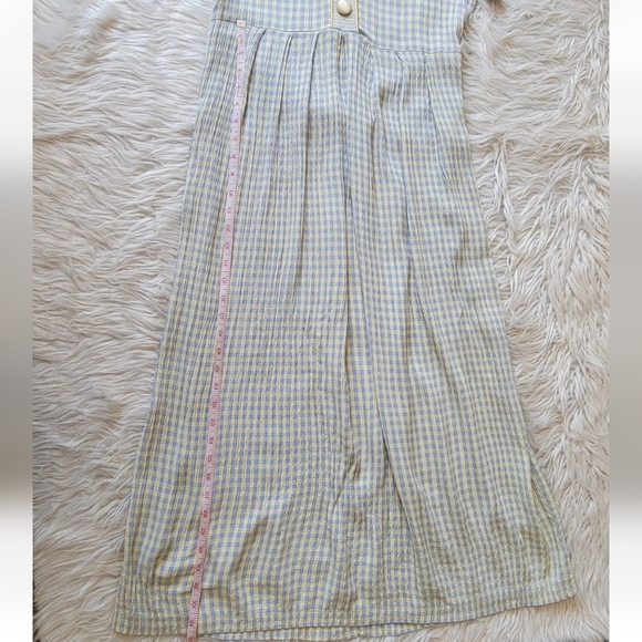 Jessica Howard 10 Vtg 80s Tea Dress Back Bow Yellow Blue Cottagecore Checked - Picture 10 of 11